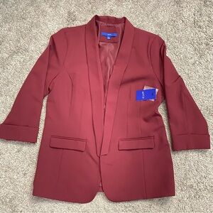 Apt. 9 Womens Deep Wine Open-Front Blazer